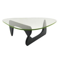 Early Noguchi coffee table by Herman Miller w/ pale green glass