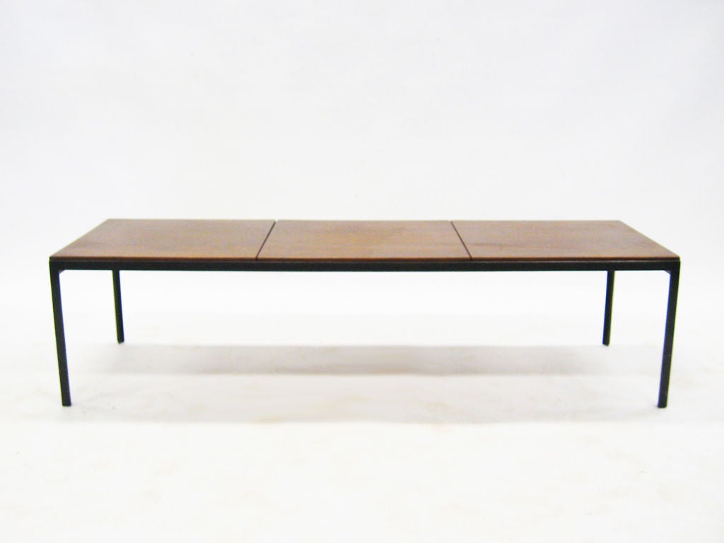 Wood Florence Knoll t-angle iron coffee table