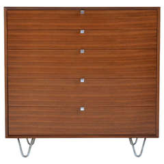 George Nelson Walnut Five Drawer Chest by Herman Miller
