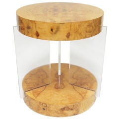 Lucite and burl table by Vladimir Kagan