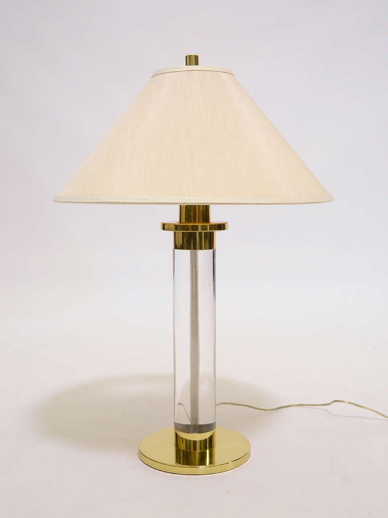 Late 20th Century Lucite and Brass Table Lamp by Frederick Cooper For Sale