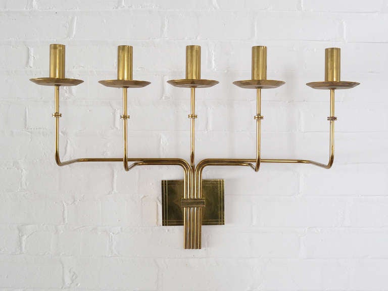 Mid-Century Modern Tommi Parzinger Brass Five-Arm Candelabra Sconce by Dorlyn For Sale