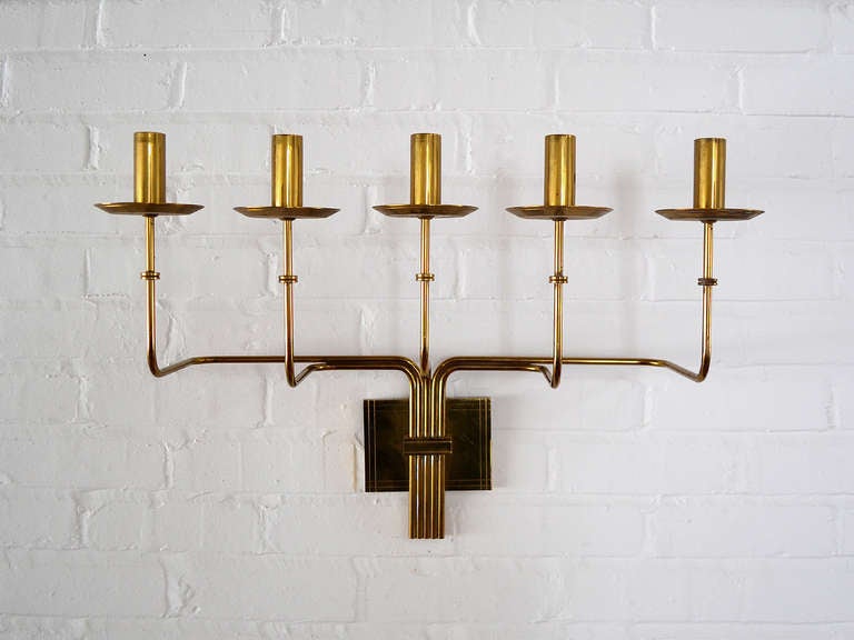 Tommi Parzinger Brass Five-Arm Candelabra Sconce by Dorlyn For Sale 2