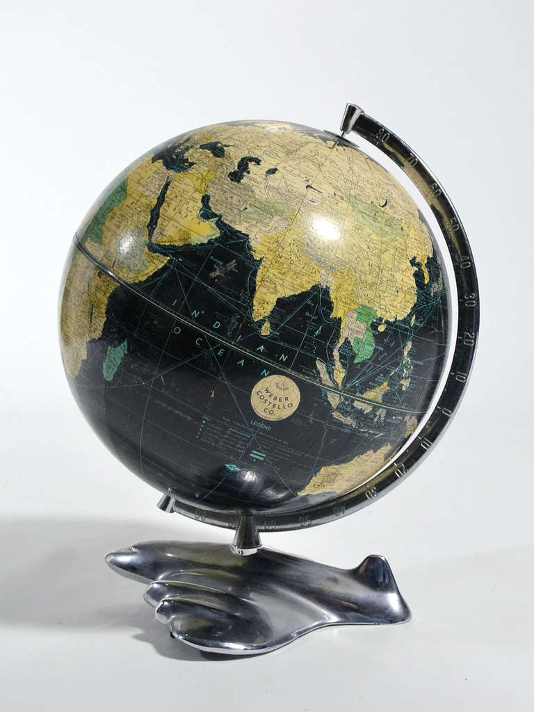 Art Deco Weber Costello Deco Airplane Base Black Oceans Globe