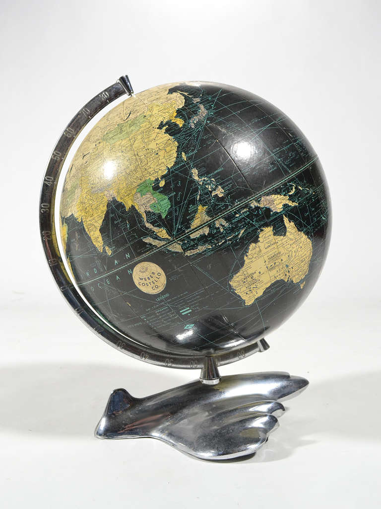 American Weber Costello Deco Airplane Base Black Oceans Globe