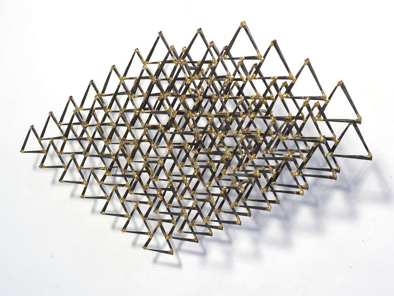 Mid-20th Century Stacked Triangles Wall Sculpture by Degroot