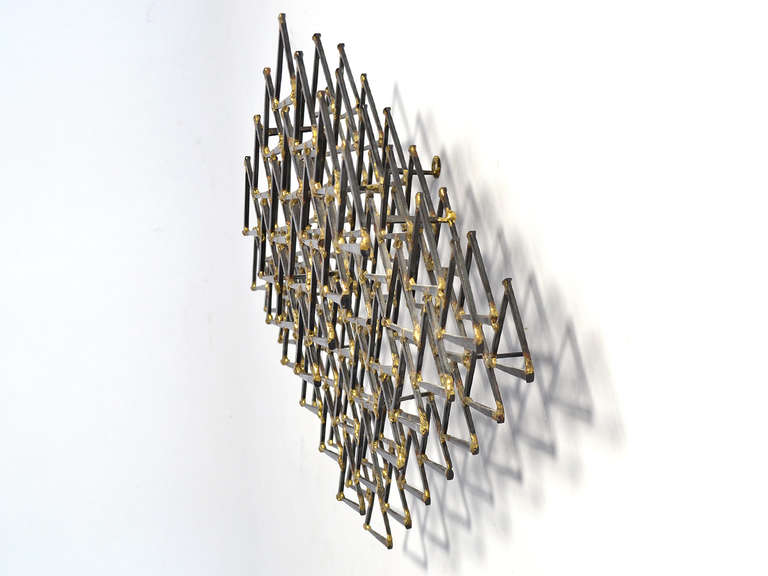 Bronze Stacked Triangles Wall Sculpture by Degroot