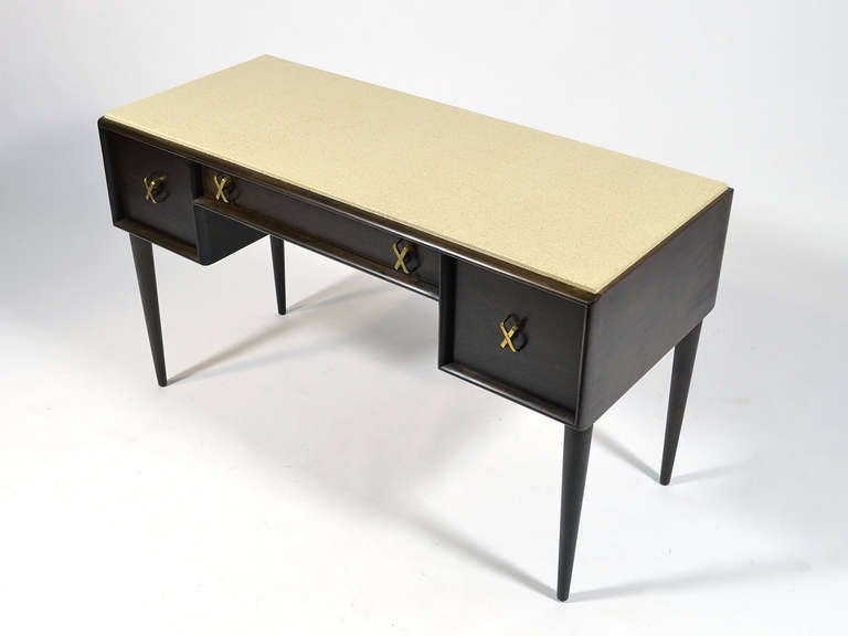 Paul Frankl Writing Desk or Vanity with Cork Top by Johnson Furniture 2