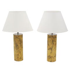 Pair of 1970s cork-wrapped table lamps