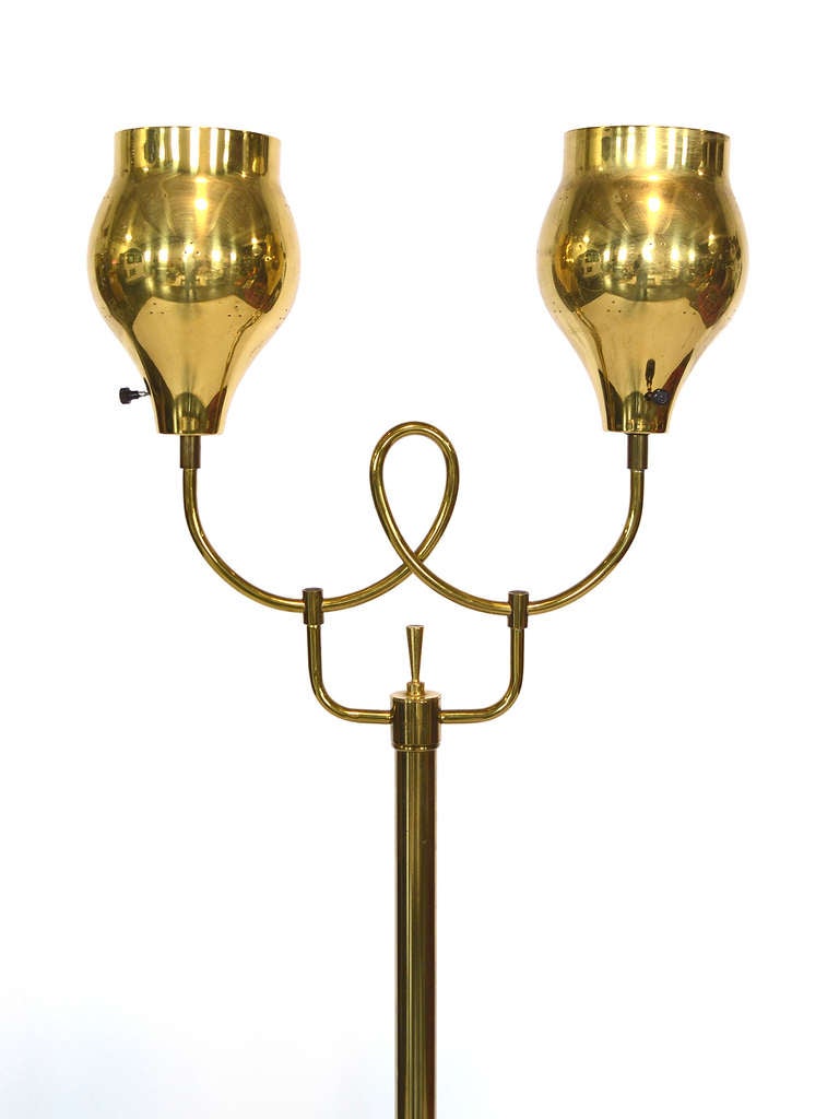 Mid-Century Modern Paavo Tynell for Lightolier Brass Floor Lamp