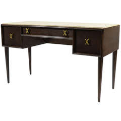 Vintage Paul Frankl Writing Desk or Vanity with Cork Top by Johnson Furniture