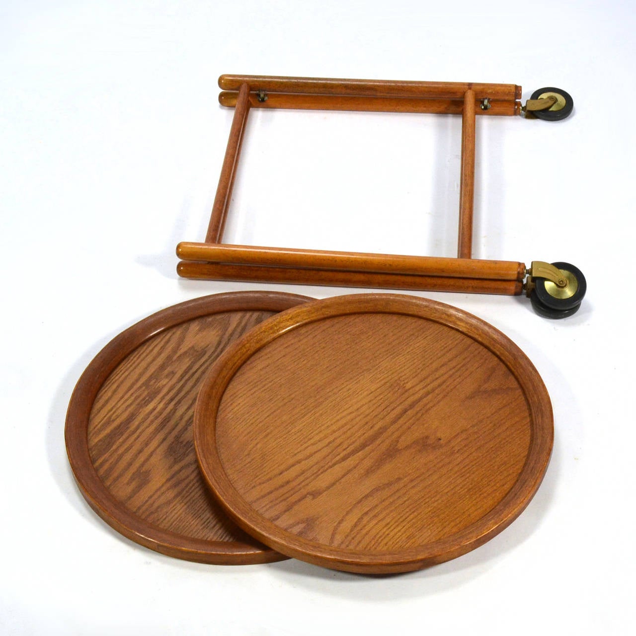 Danish Teak Collapsable Serving Cart In Good Condition In Highland, IN