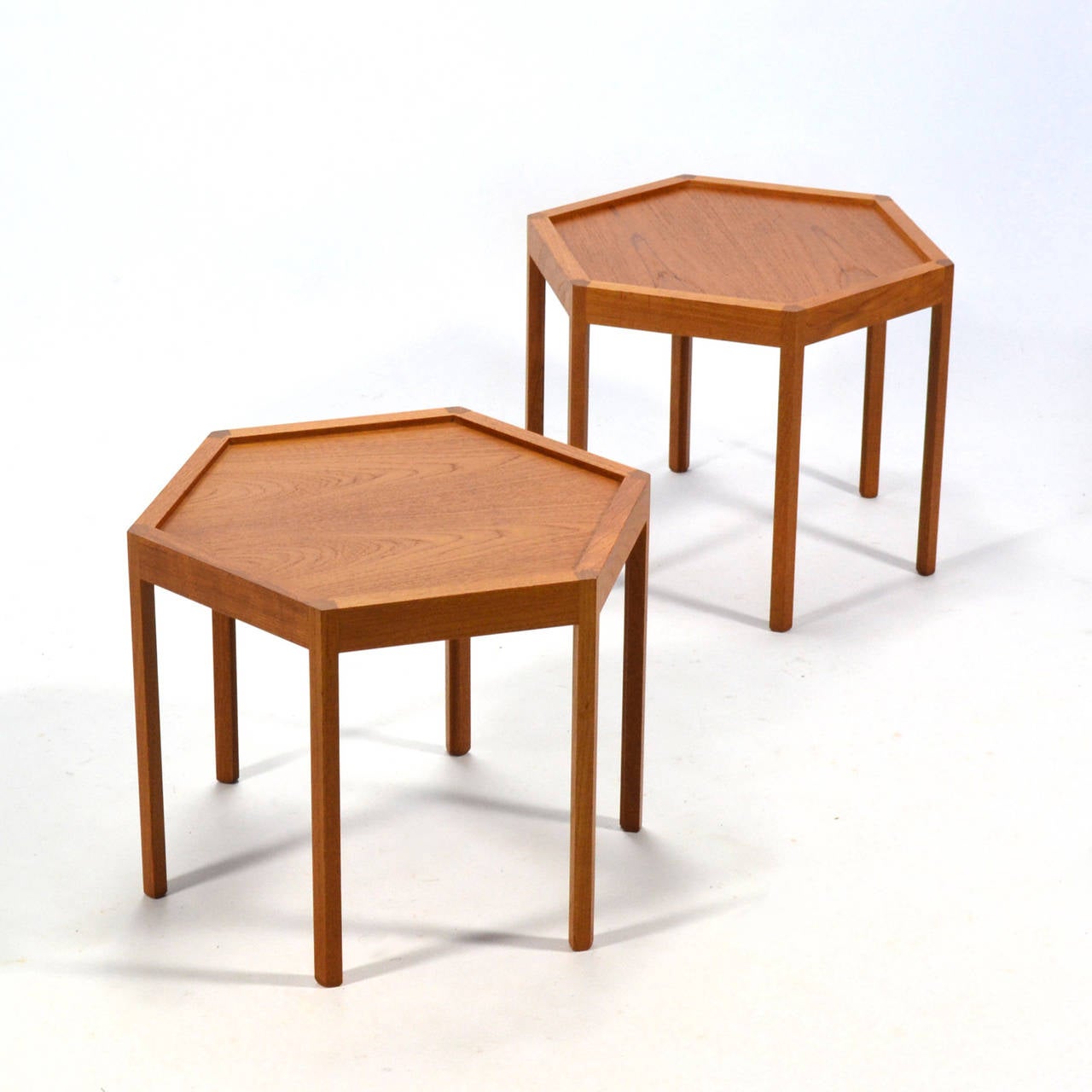 Scandinavian Modern Hans C. Andersen Pair of Hexagonal Side Tables