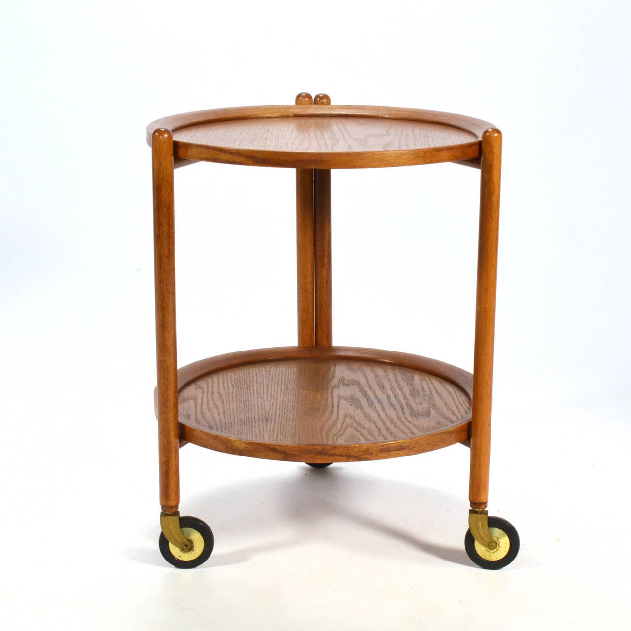 Brass Danish Teak Collapsable Serving Cart