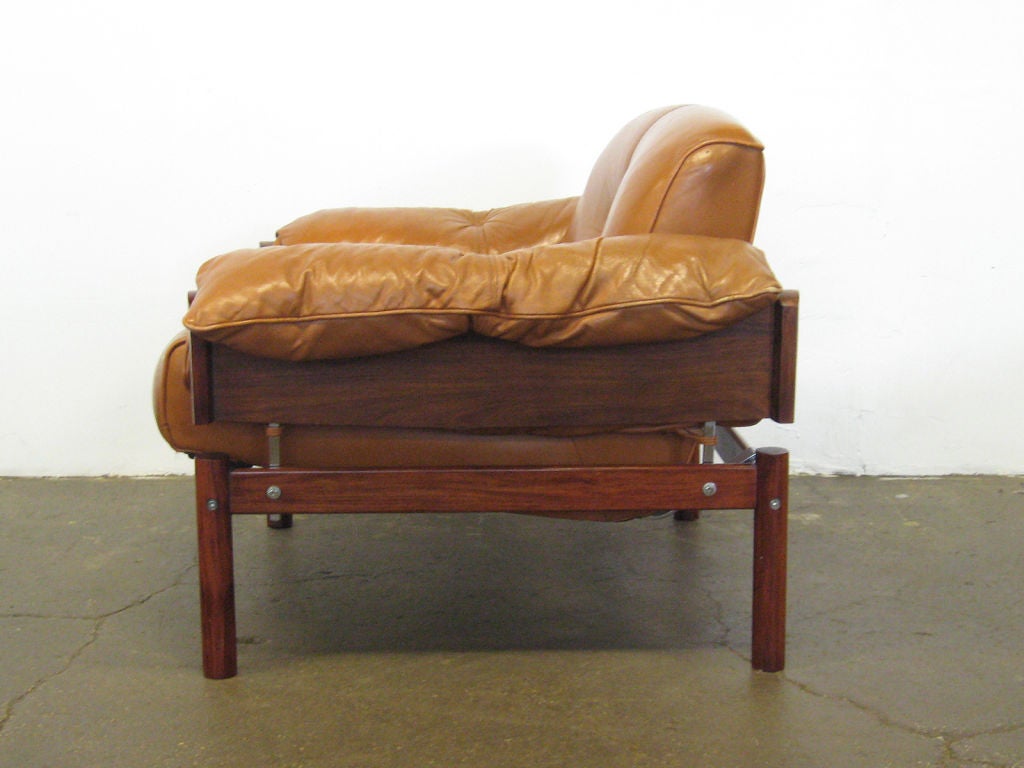 Brazilian Leather lounge chair by Percival Lafer