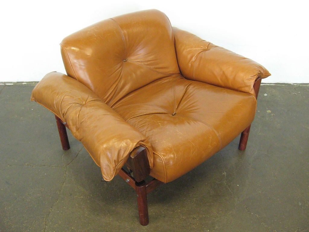 Jacaranda Leather lounge chair by Percival Lafer