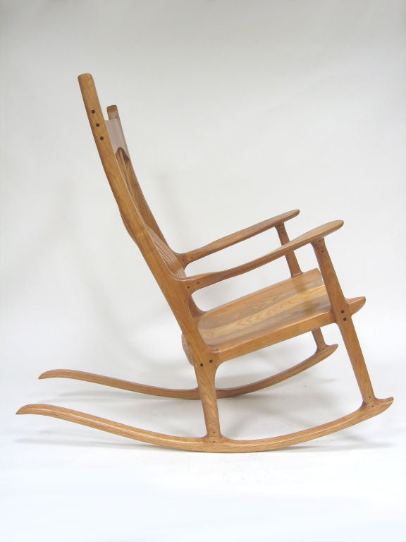 Sam Maloof Style Rocking Chair in White Oak For Sale at 1stDibs