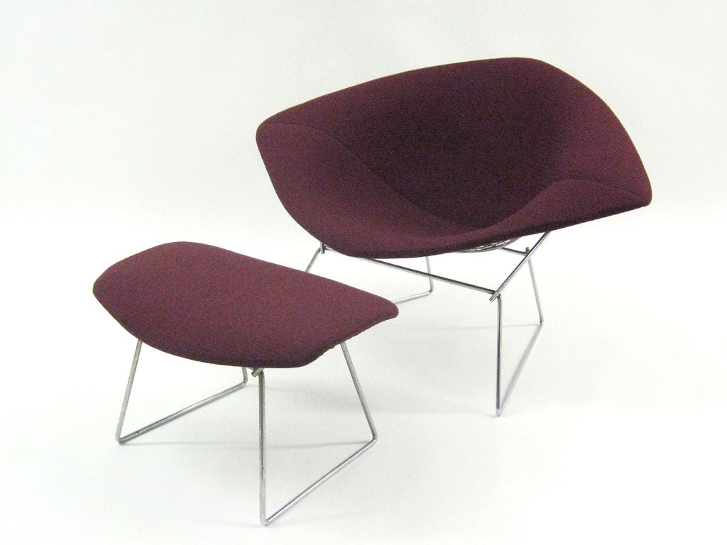 American Bertoia wide diamond chair and ottoman by Knoll