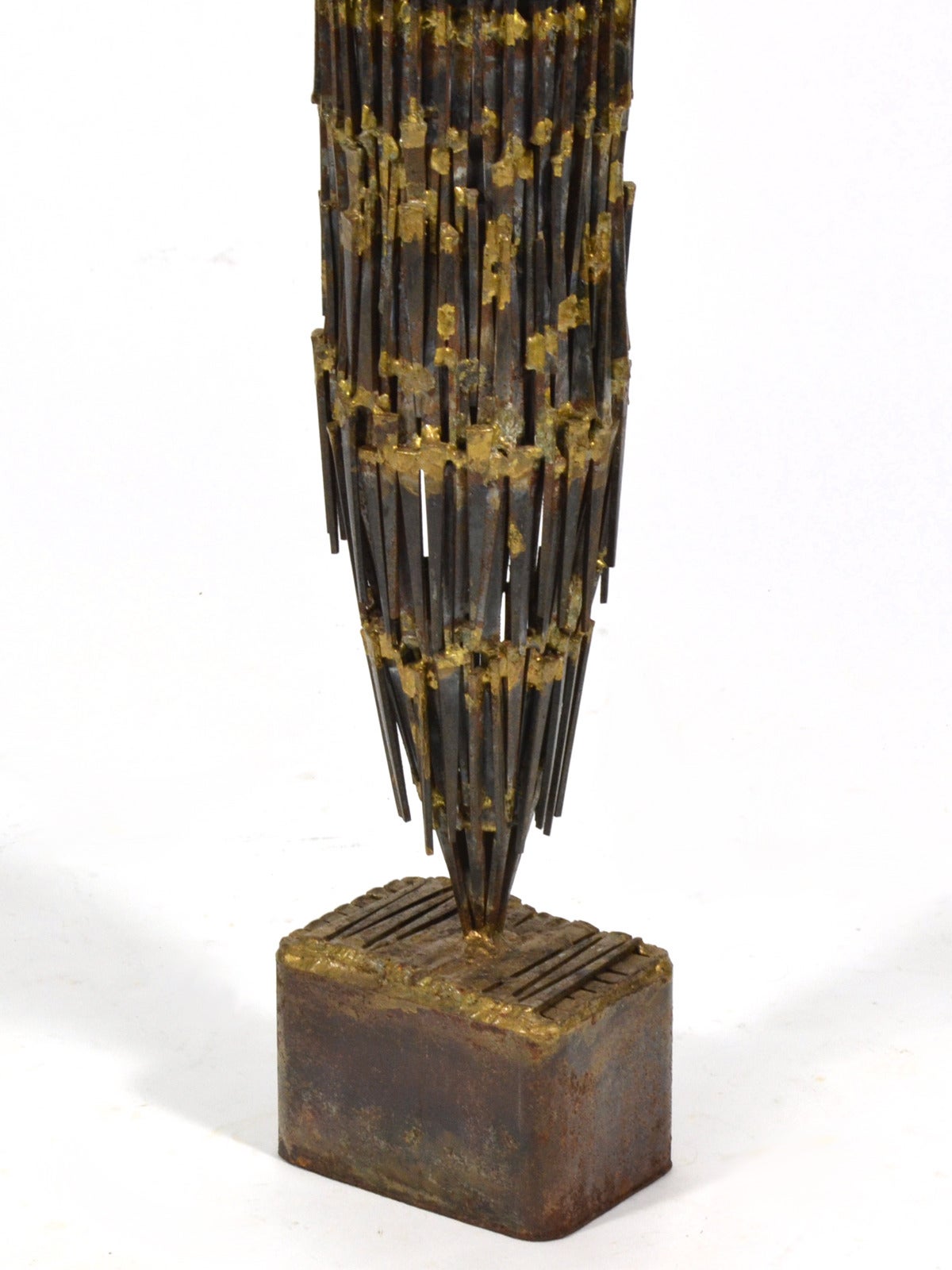 American Abstract Brutalist Sculpture in Iron and Bronze