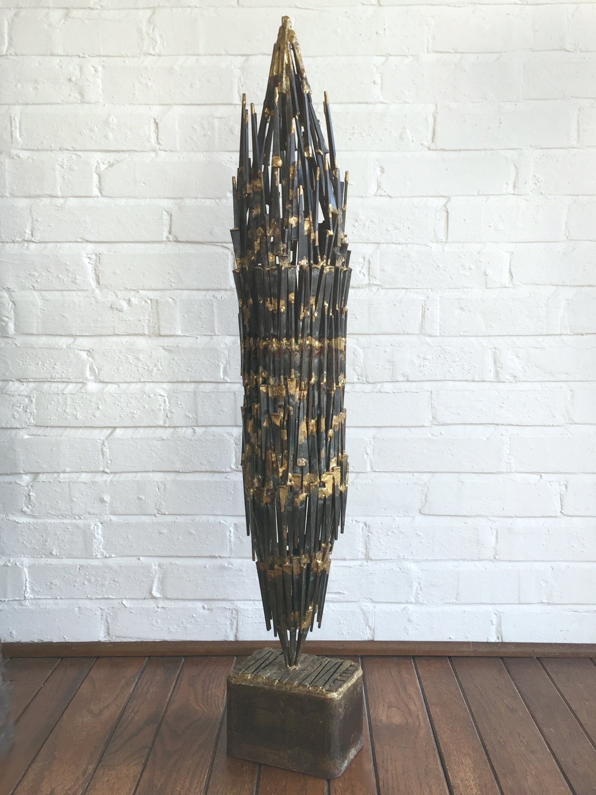 Abstract Brutalist Sculpture in Iron and Bronze 2
