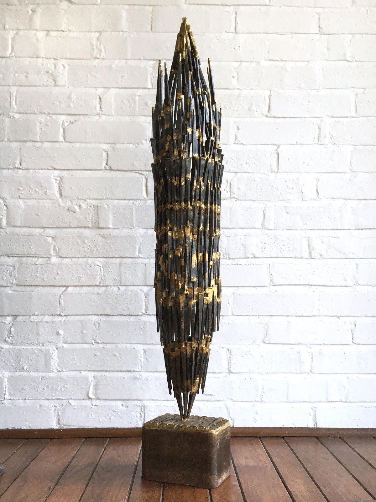 Abstract Brutalist Sculpture in Iron and Bronze 3