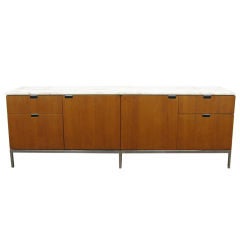 Florence Knoll teak credenza with marble top by Knoll