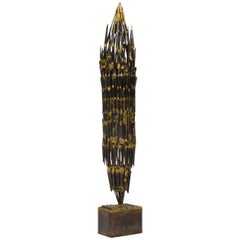 Abstract Brutalist Sculpture in Iron and Bronze