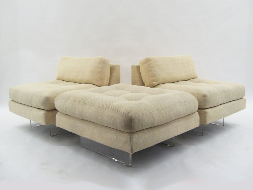 Omnibus slipper chairs and bench by Vladimir Kagan 5