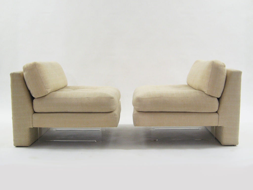 Lucite Omnibus slipper chairs and bench by Vladimir Kagan