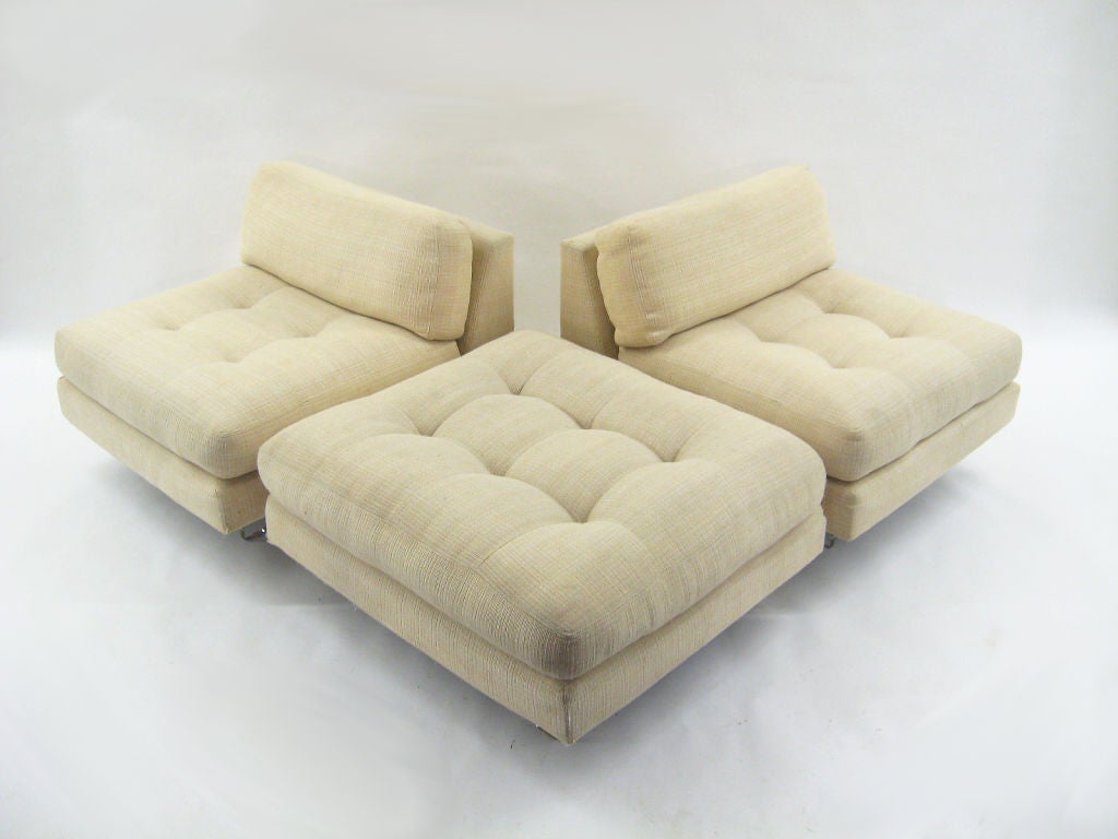 Omnibus slipper chairs and bench by Vladimir Kagan 2