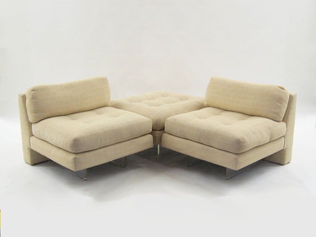 Omnibus slipper chairs and bench by Vladimir Kagan 4