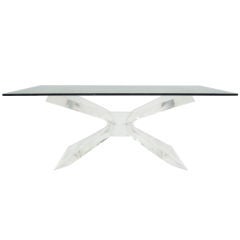 Lucite & glass butterfly coffee table by Lion in Frost
