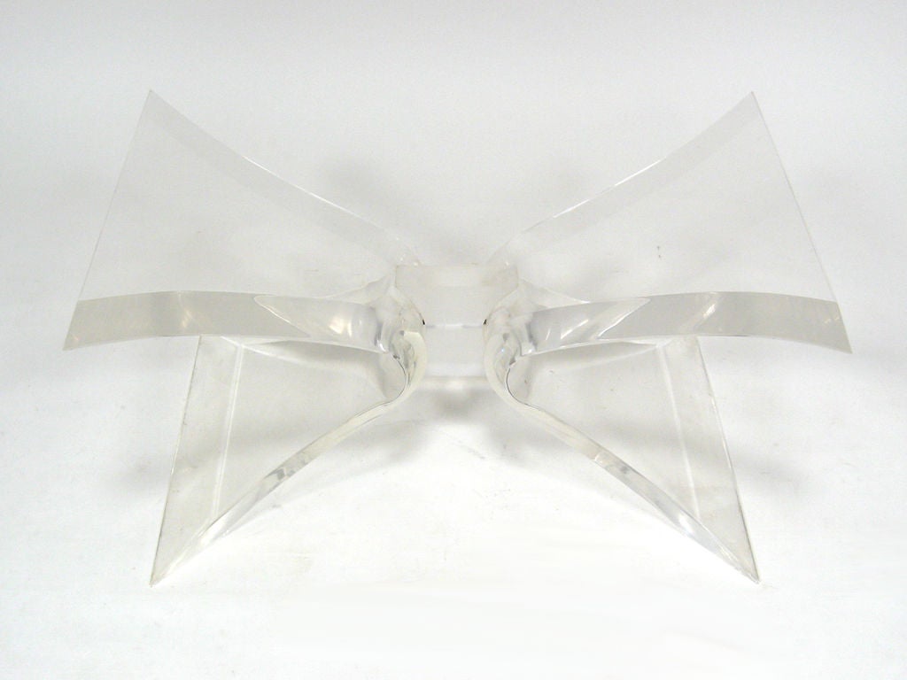 Lucite & glass butterfly coffee table by Lion in Frost 3