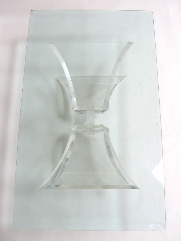 Lucite & glass butterfly coffee table by Lion in Frost 5