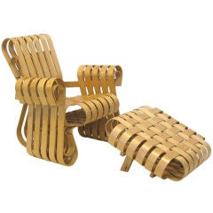 Frank Gehry "Powerplay" lounge chair and ottoman by Knoll