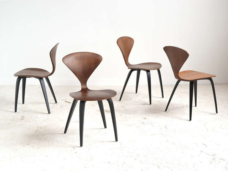 Mid-20th Century Set of Four Walnut Cherner Side Chairs
