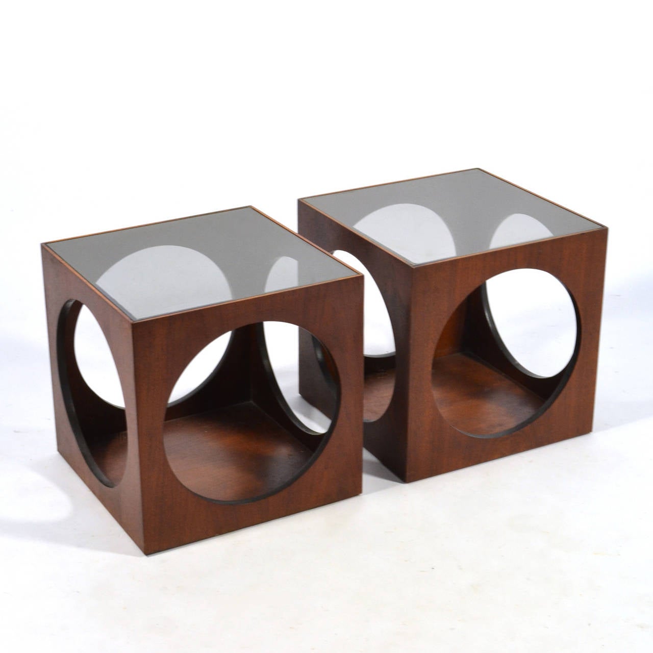 American Pair of Pierced Cube Tables by Lane