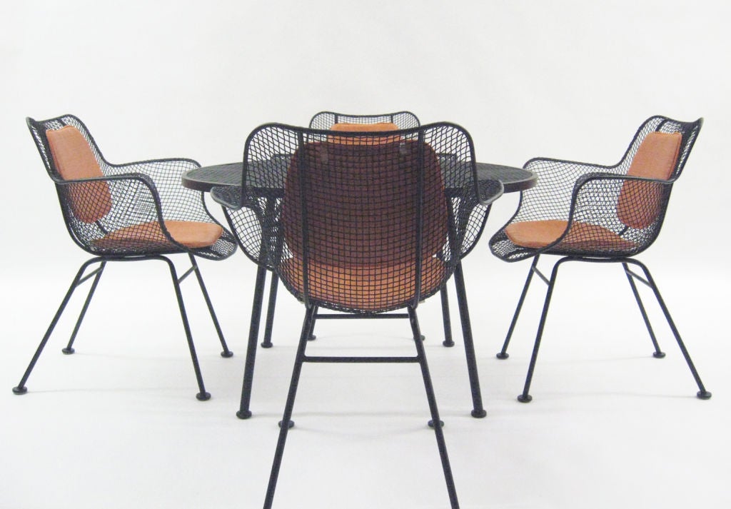 Russell Woodard sculptura table & armchair set in mint condition