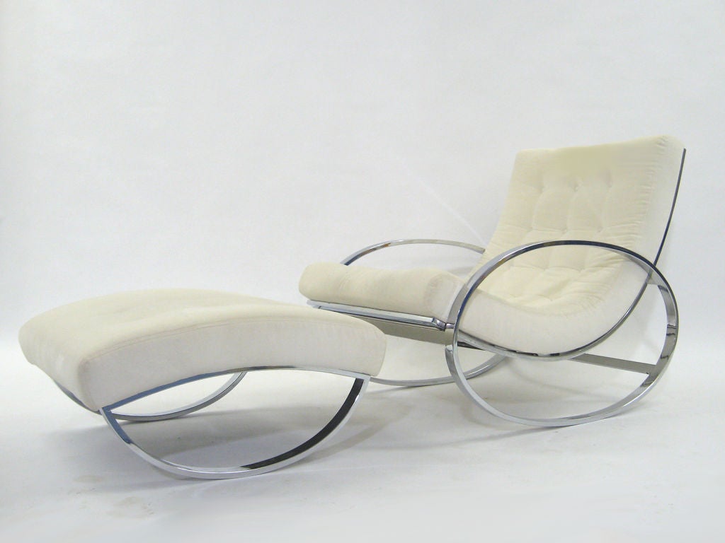 Italian chrome rocking chair  in the manner of Milo Baughman 3