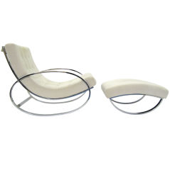 Used Italian chrome rocking chair  in the manner of Milo Baughman