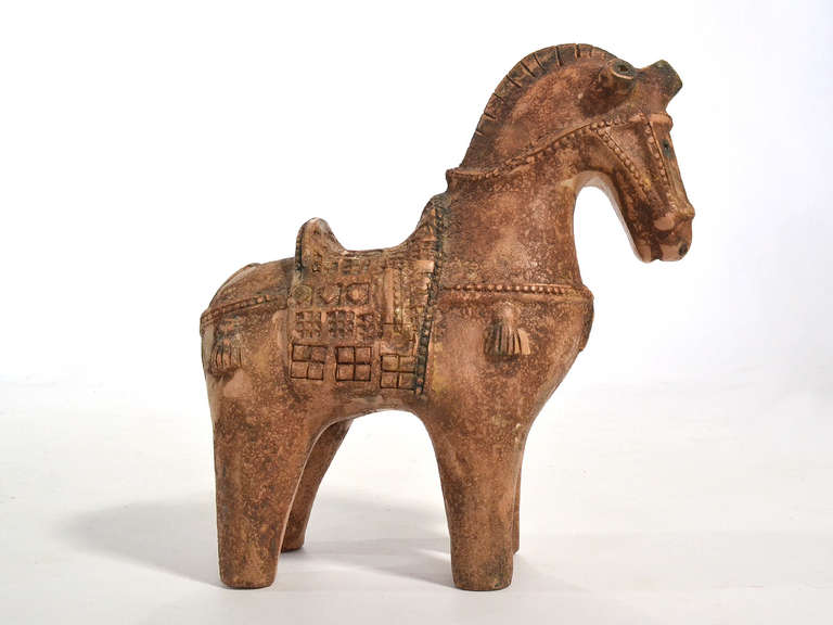 Mid-Century Modern Ceramic Chinese War Horse by Aldo Londi