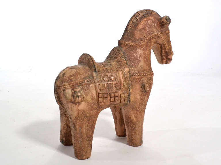 Italian Ceramic Chinese War Horse by Aldo Londi