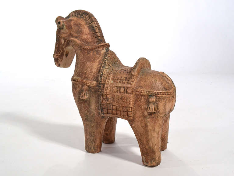 Ceramic Chinese War Horse by Aldo Londi In Good Condition In Highland, IN