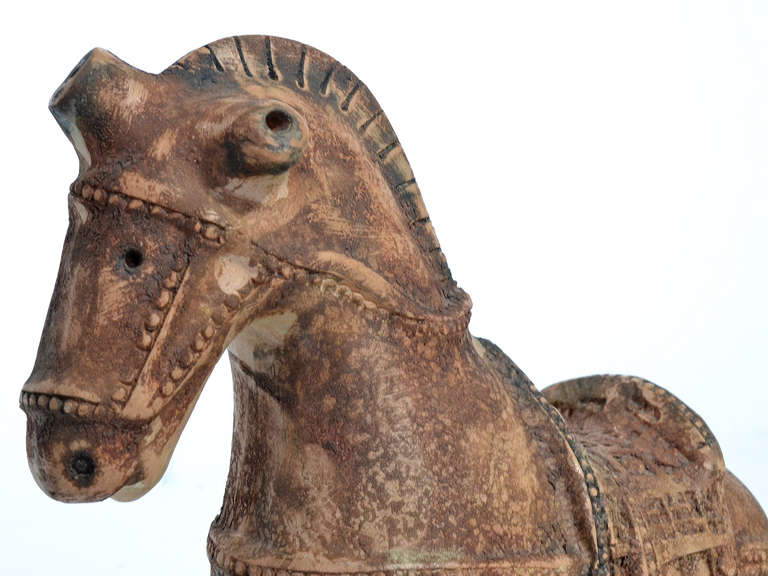 Ceramic Chinese War Horse by Aldo Londi 1
