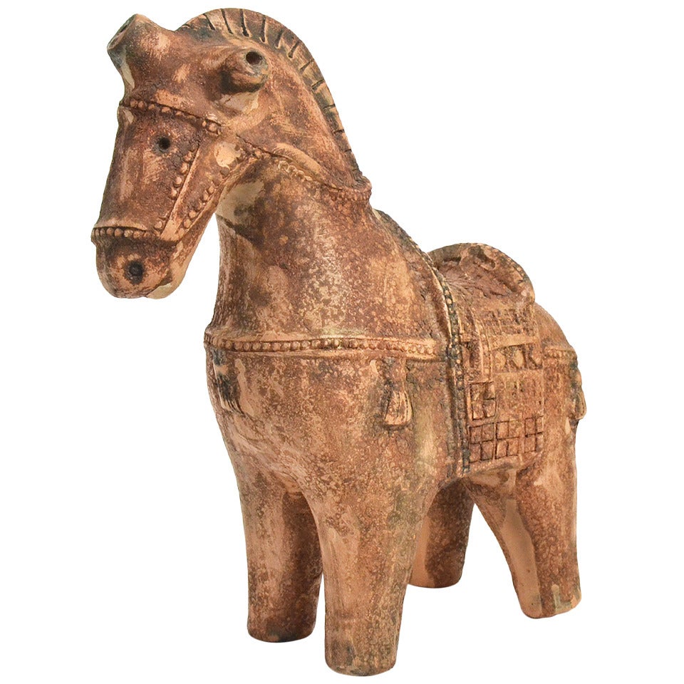 Ceramic Chinese War Horse by Aldo Londi