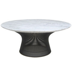 Vintage Warren Platner bronze cocktail table with marble top  by Knoll