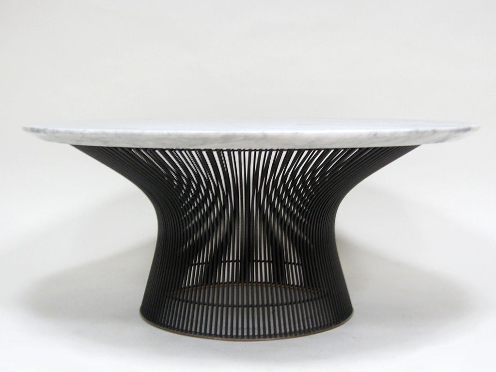 American Warren Platner bronze cocktail table with marble top  by Knoll