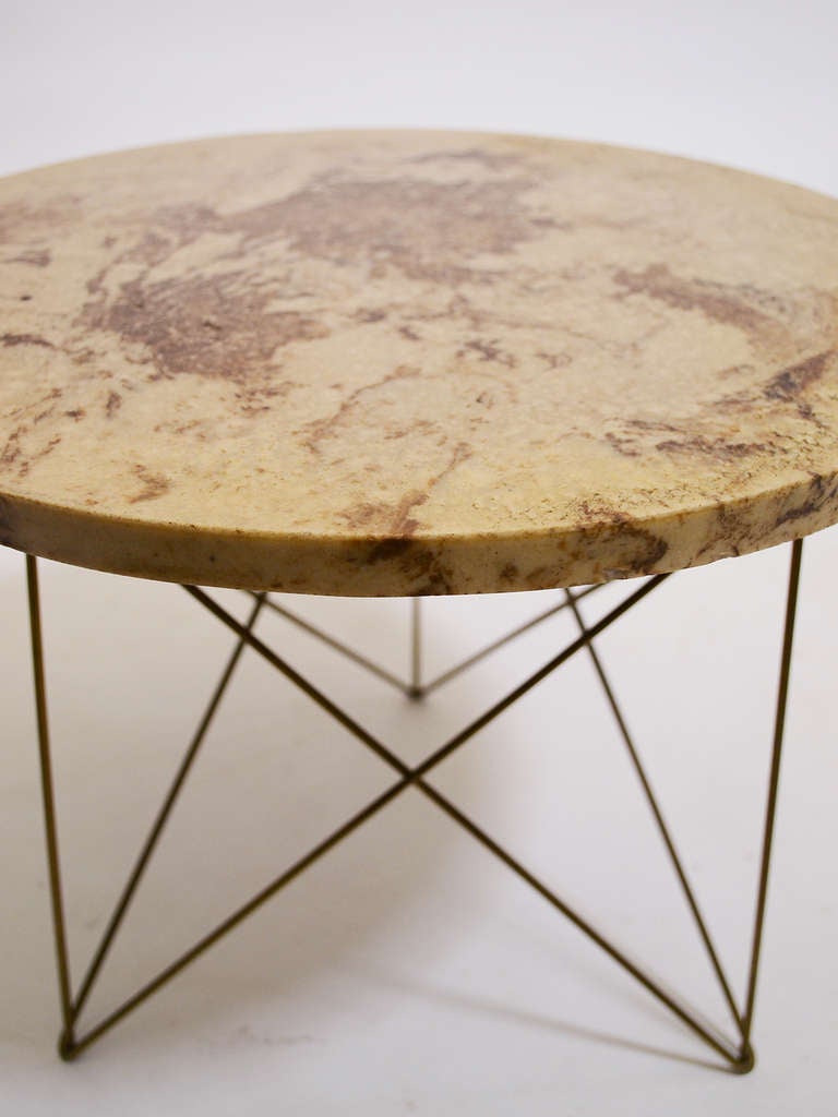 Mid-Century Modern Table With Wire Rod Base By Rene Brancusi