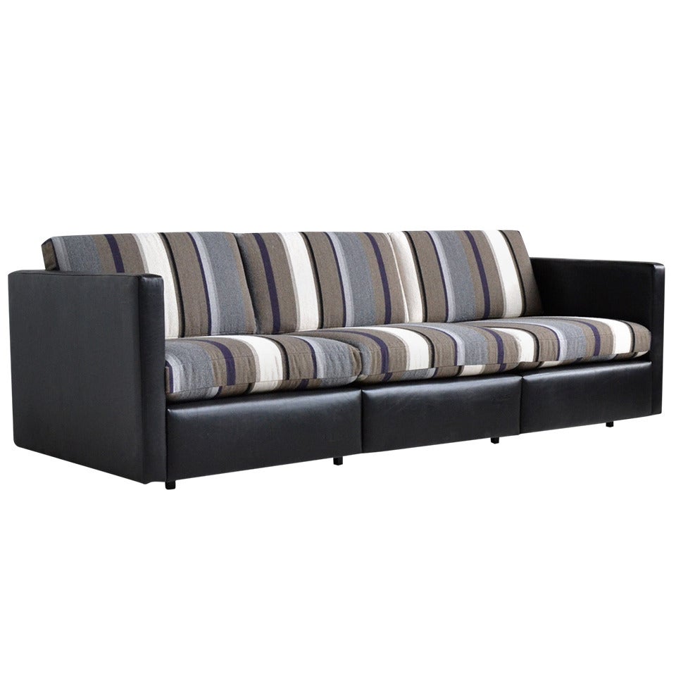 Charles Pfister Sofa by Knoll in Leather and Fabric