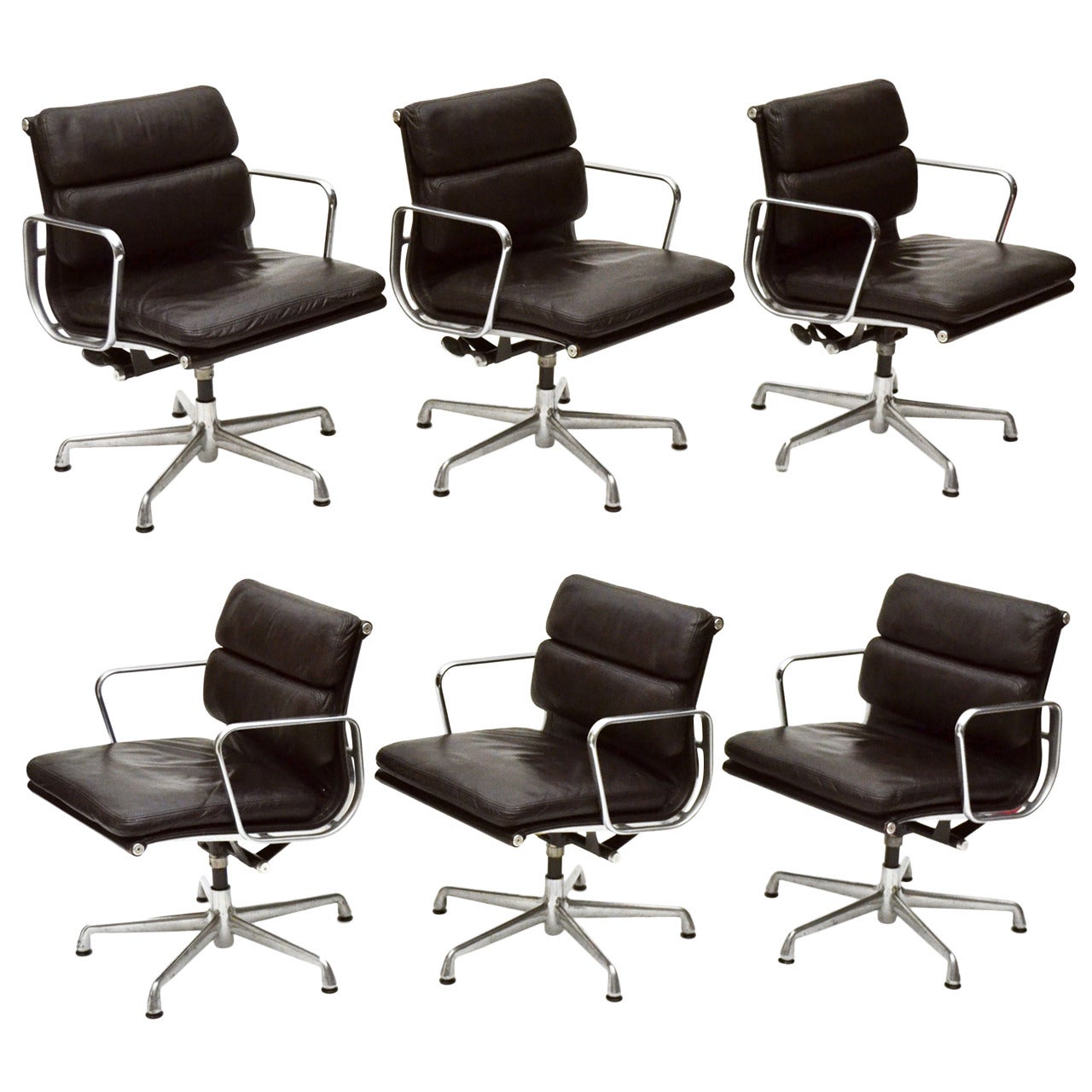 Charles and Ray Eames Set of Six Soft Pad Chairs by Herman Miller